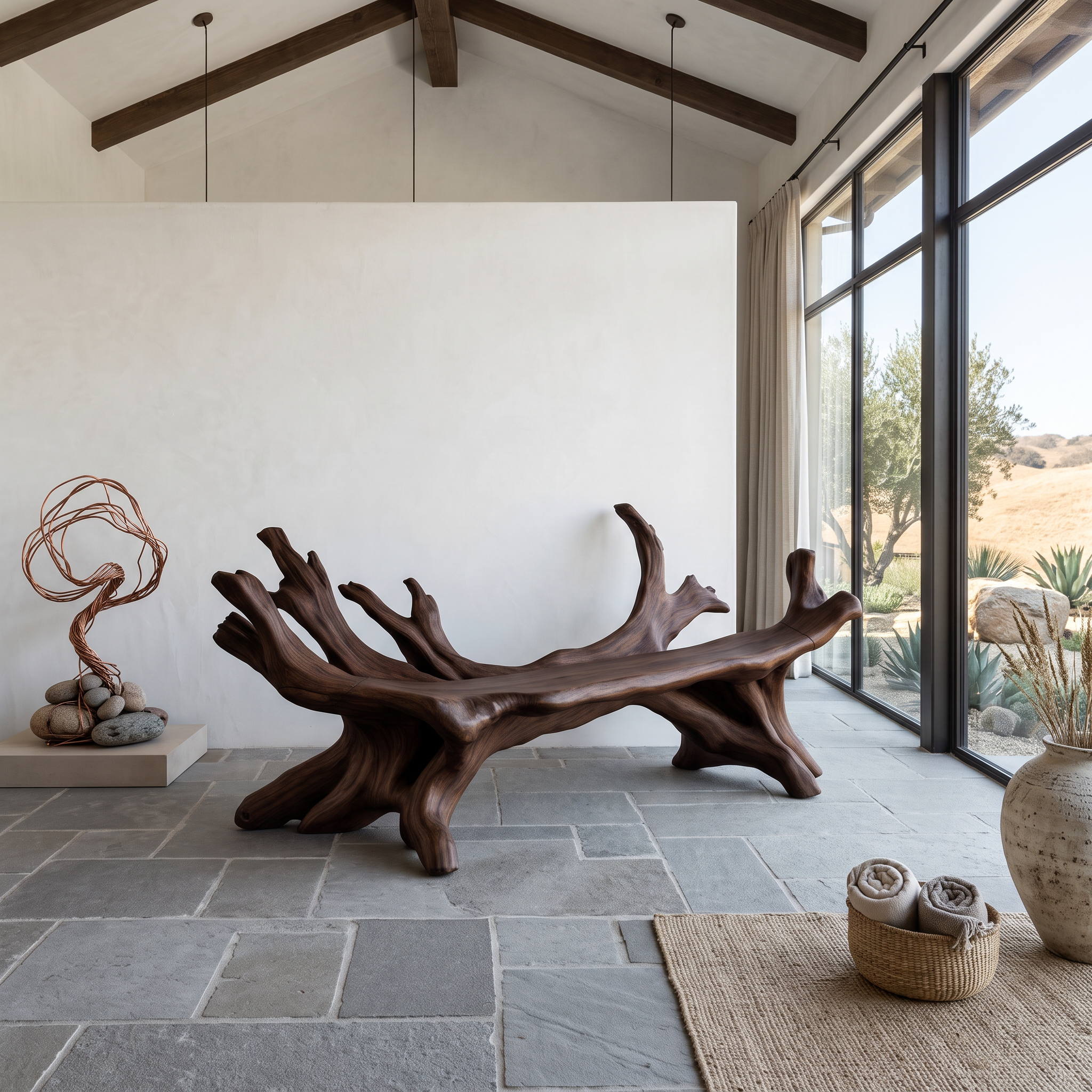 Handcrafted Live Edge Bench For Entryway Design