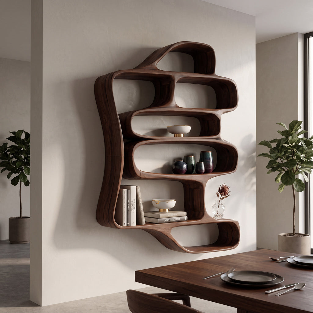 Sculptural Floating Bookshelf For Living Room Or Bedroom