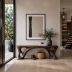 Sculptural Bench With Carved Design For Entryway