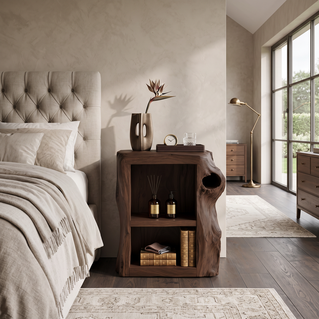 Handcrafted Live Edge Nightstand For Elegant Bedroom