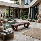 Modern Sculptural Outdoor Bench For Patio Or Garden Decor