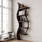 Modern Sculptural Bookshelf With Curved Design For Living Room