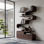 Scandinavian Sculptural Wooden Bookshelf For Living Room