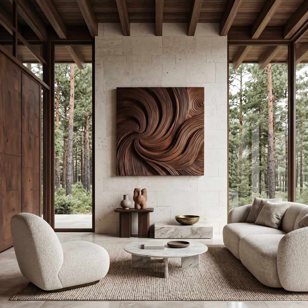 Modern Wall Art Panel With Wave Design For Living Room