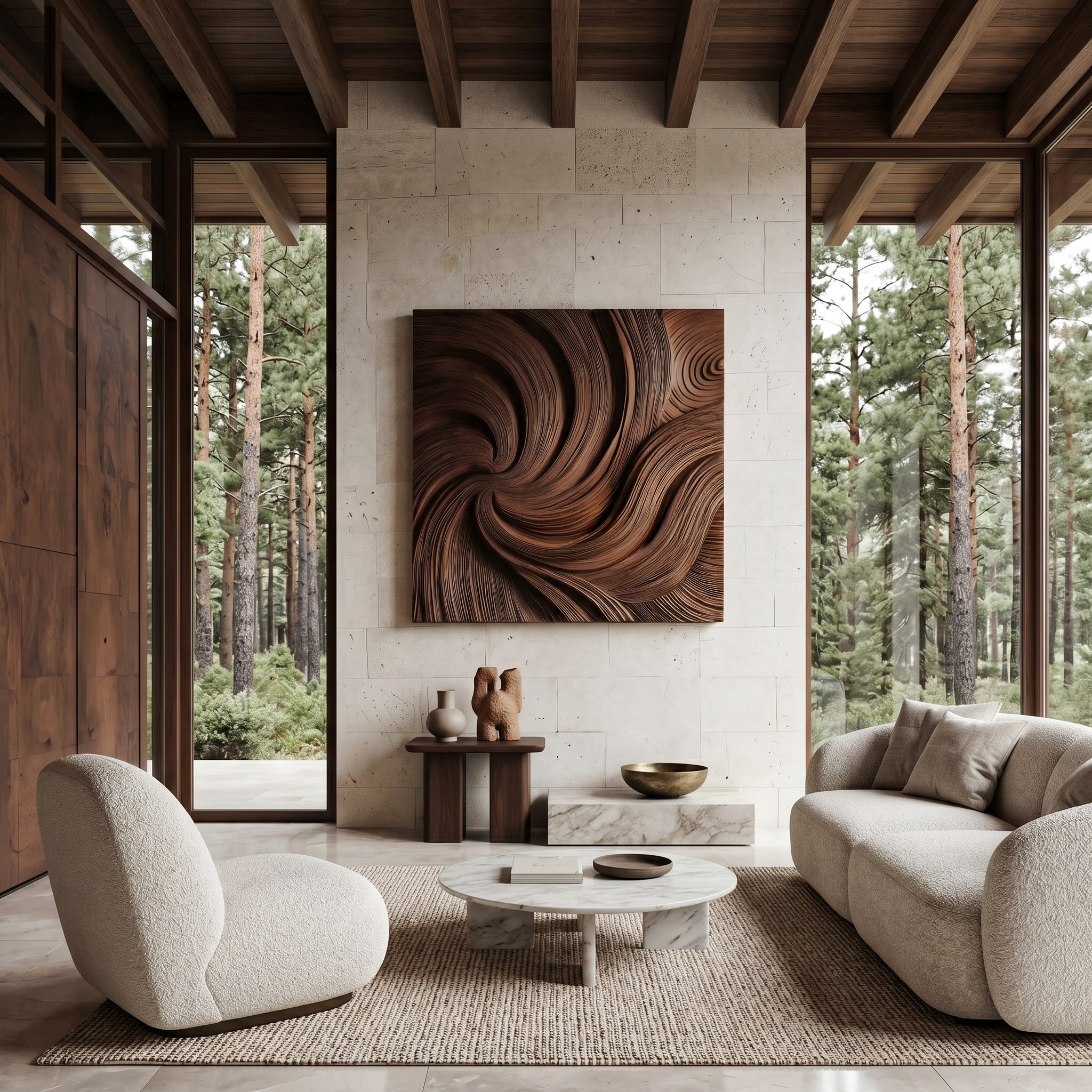 Modern Wall Art Panel With Wave Design For Living Room