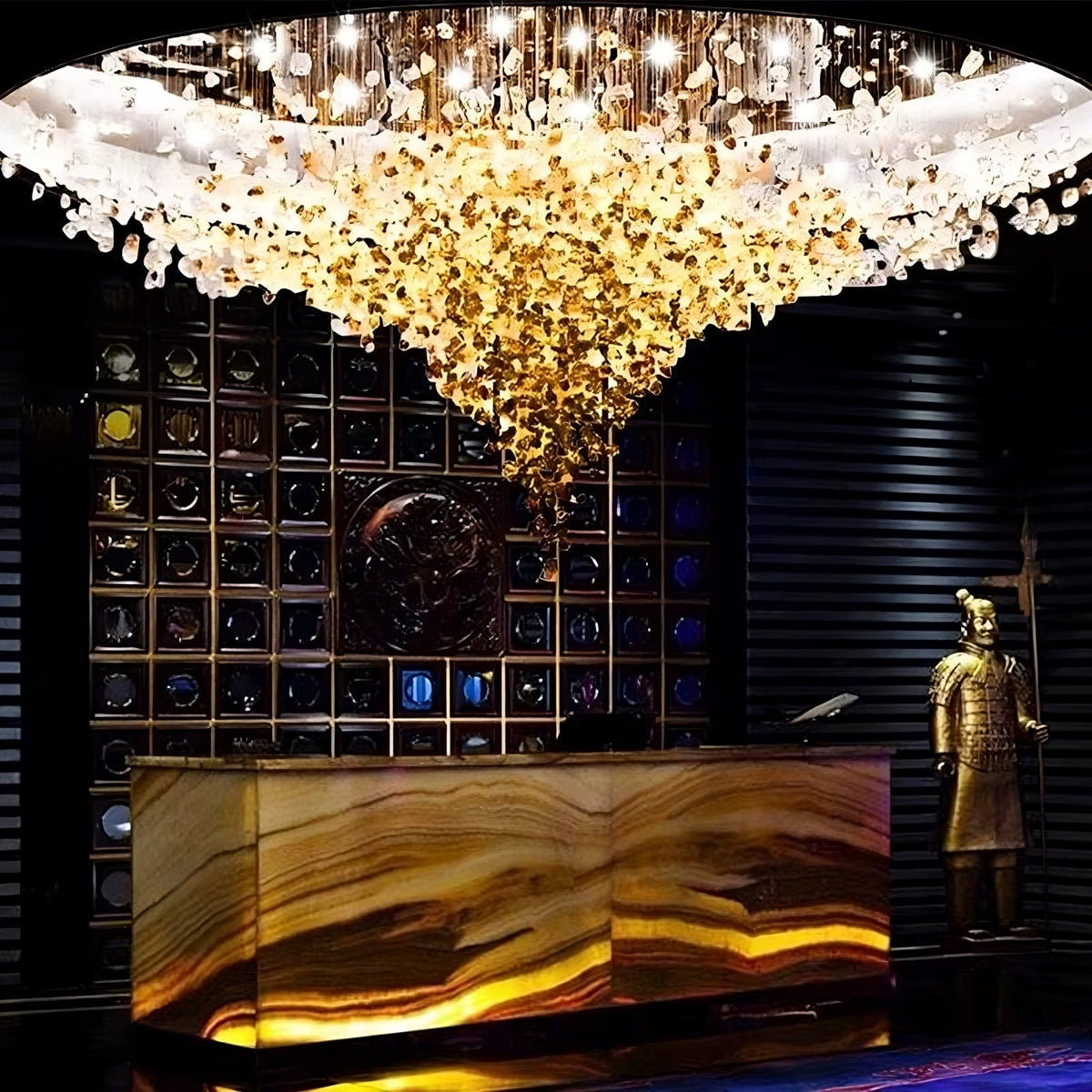 Piovere multi pendant chandelier in a stairwell