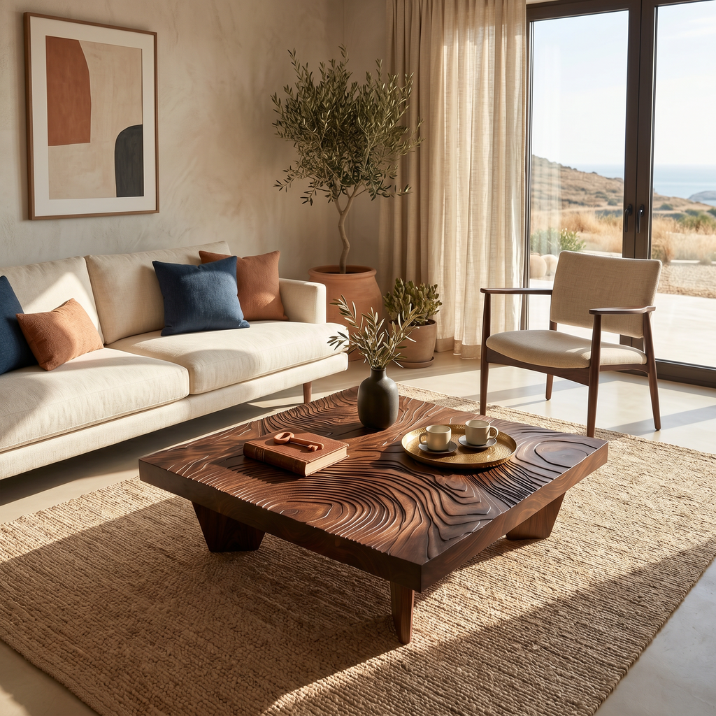 Handcrafted Live Edge Solid Wood Coffee Table For Living Room