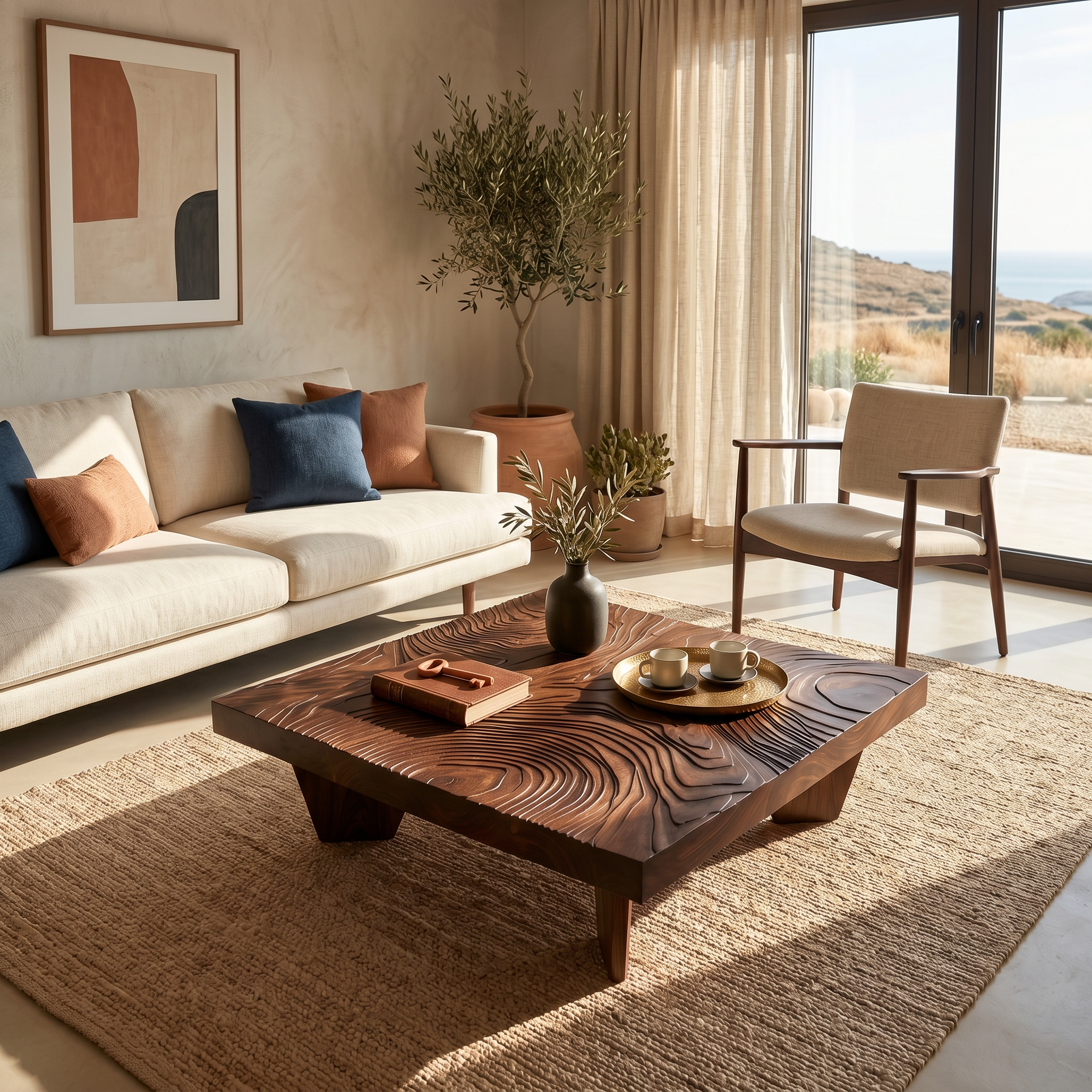 Handcrafted Live Edge Solid Wood Coffee Table For Living Room