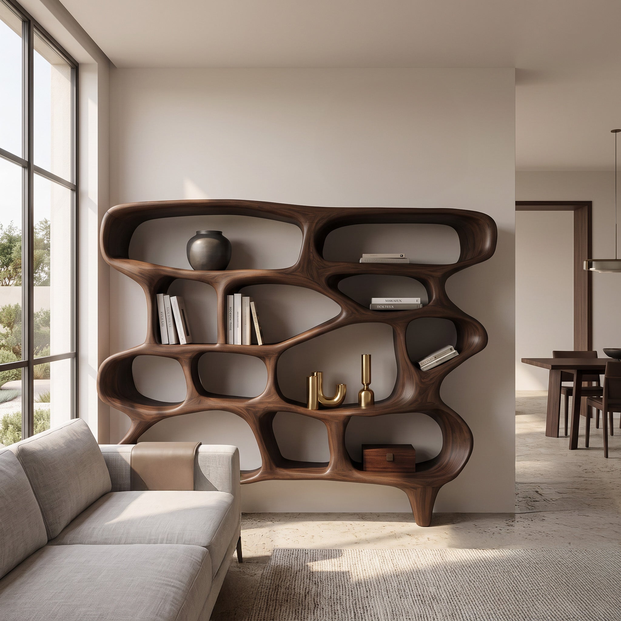 Organic Sculptural Bookshelf For Living Room Or Office Decor