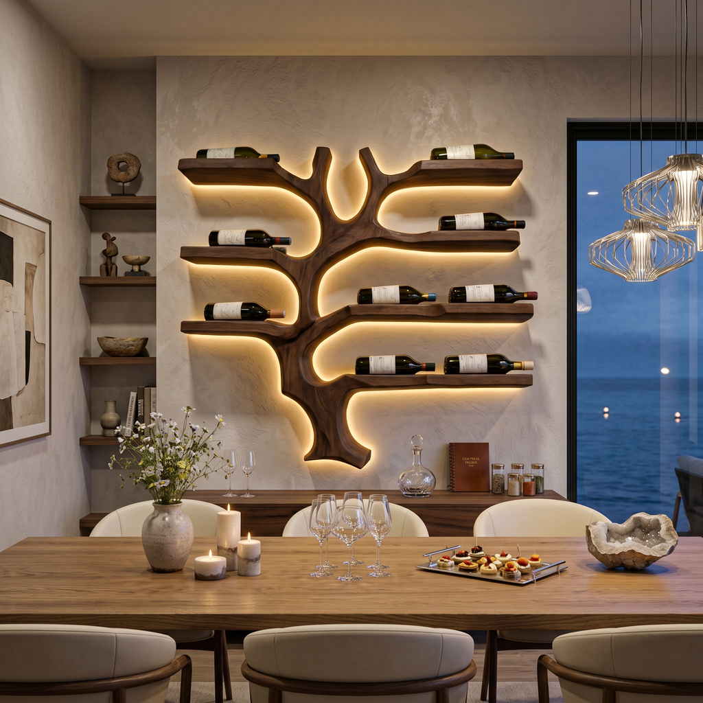 Modern Wall Mounted Branch Wine Bottle Holder For Kitchen