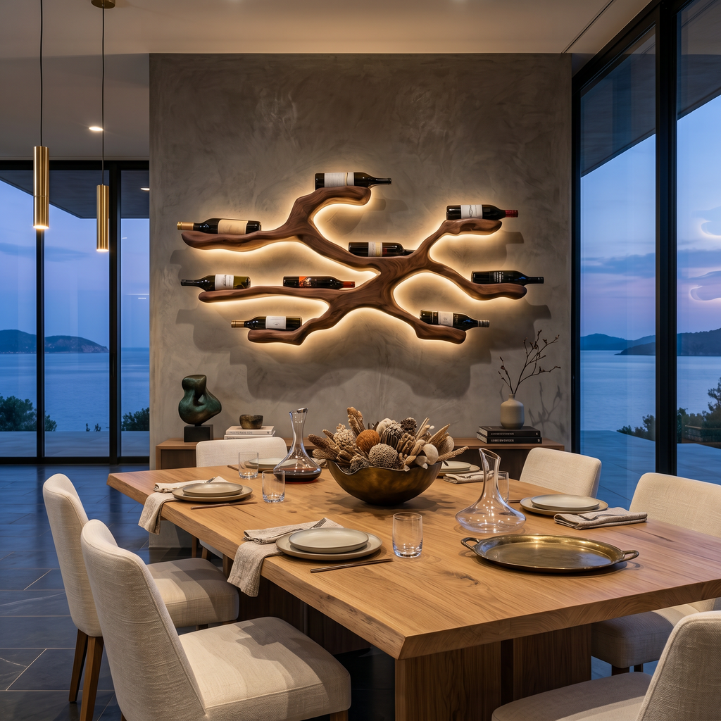 Modern Wine Bottle Holder Wall Display For Kitchen And Dining Area