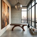 Rustic Bench With Curved Base For Living Room