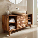 Modern Wave Bathroom Vanity Open Shelf For Bathroom