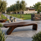 Architectural Bench With Sculpted Z Base For Entryway