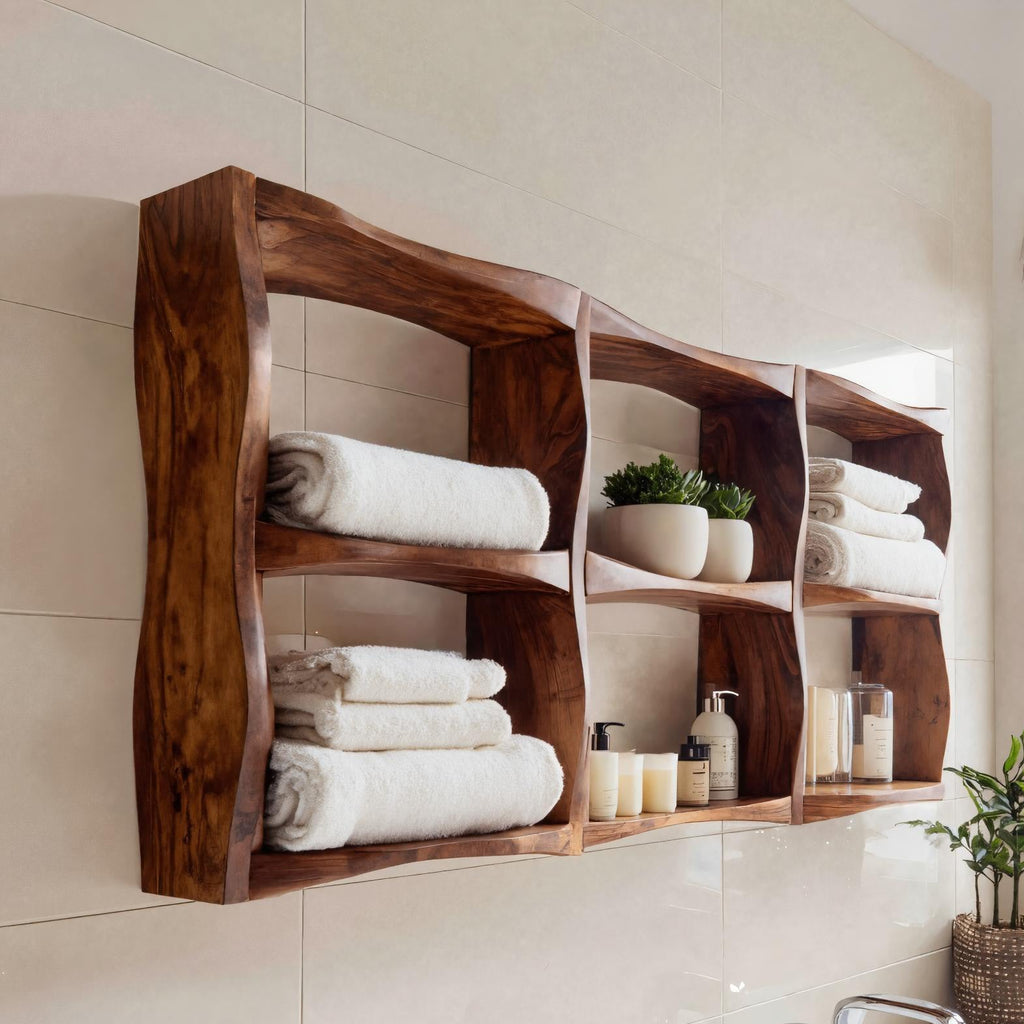 Organic Sculptural Wall Shelf For Modern Bathroom Interior