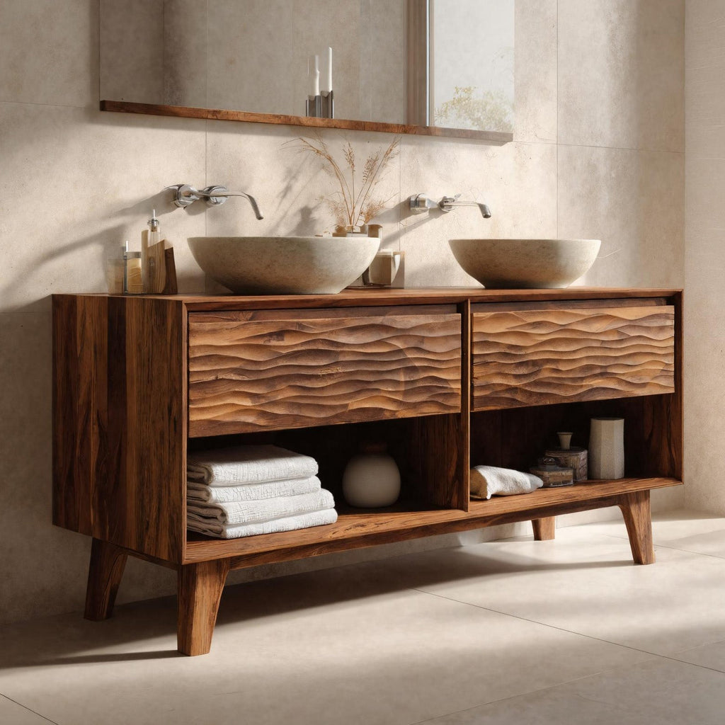 Contemporary Bathroom Vanity Open Shelf Storage For Bathroom