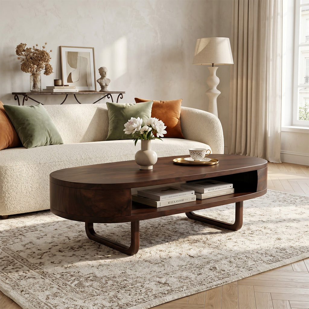 Mid Century Wooden Live Edge Coffee Table For Living Room Furniture Decor