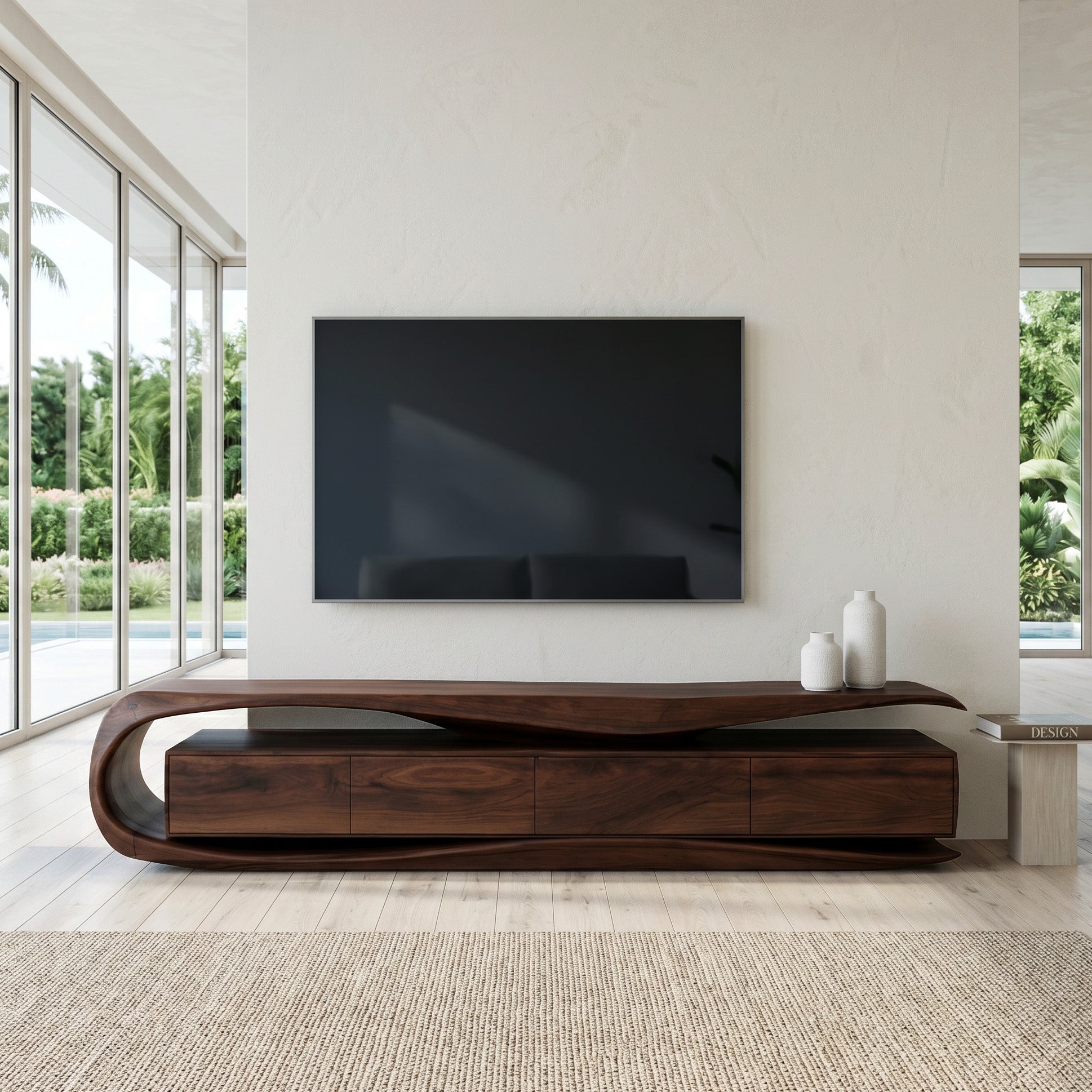 Modern Organic TV Console For Living Room Interior