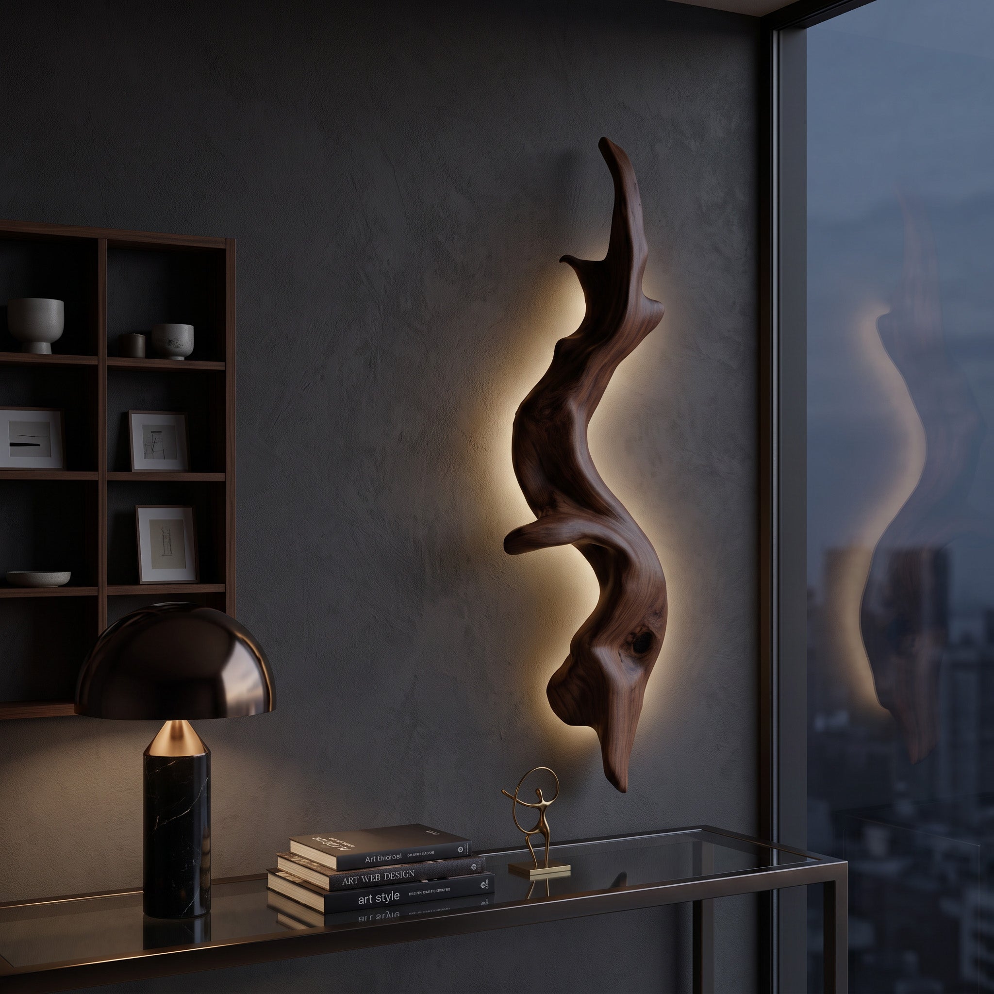 Rustic Organic Wall Lamp Sculpture For Living Room