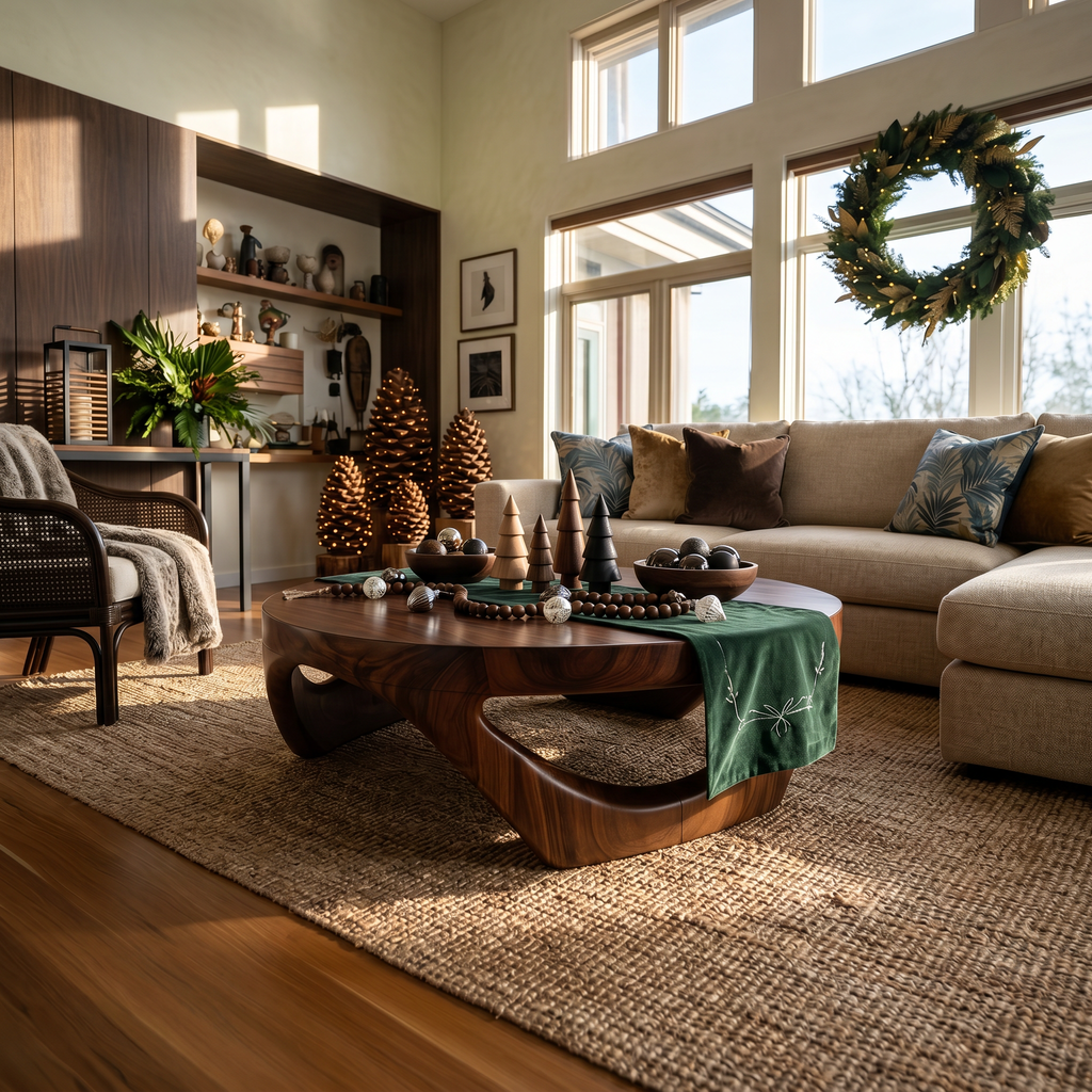 Mid Century Solid Wood Low Coffee Table For Holiday Entryway Decor