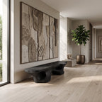Contemporary Sculptural Bench With Carved Design For Living Room
