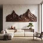 Rustic Mountain Wall Art Sculpture Hand Carved For Bedroom And Living Room