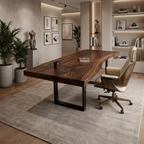 Mid Century Rustic Wooden Live Edge Desk For Home Office