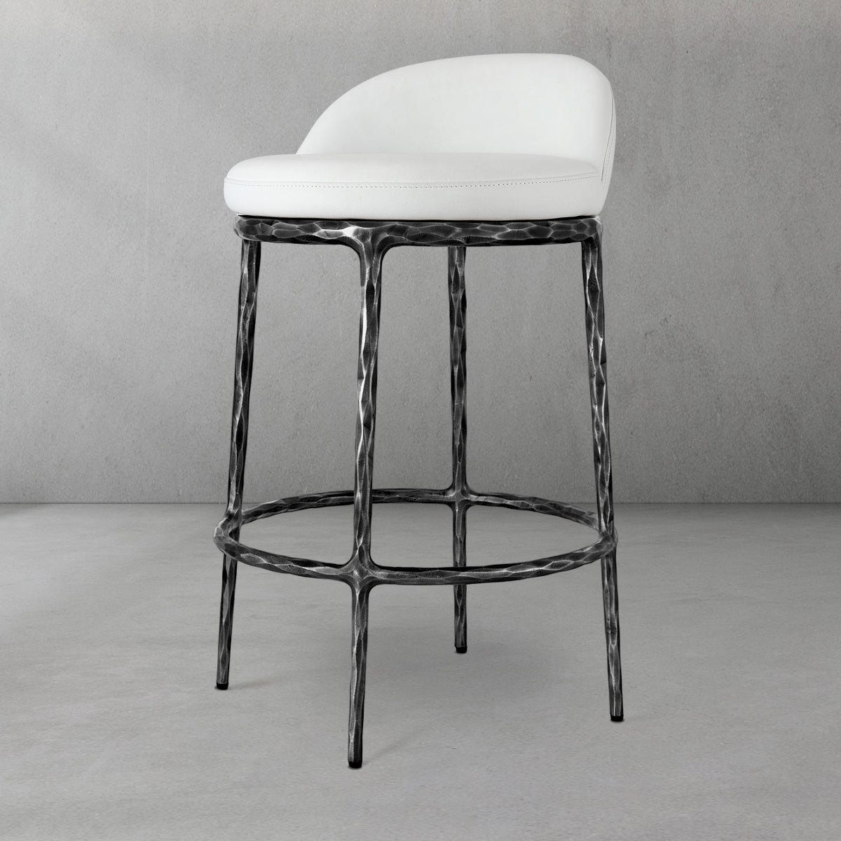 Hand-Forged Metal Bar Swivel Counter Stool