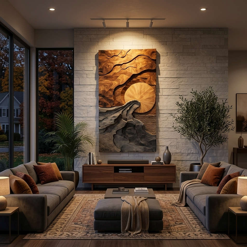 Modern Wall Art With Landscape Design For Living Room