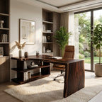 Modern L Shaped Desk With Bookshelf For Home Office