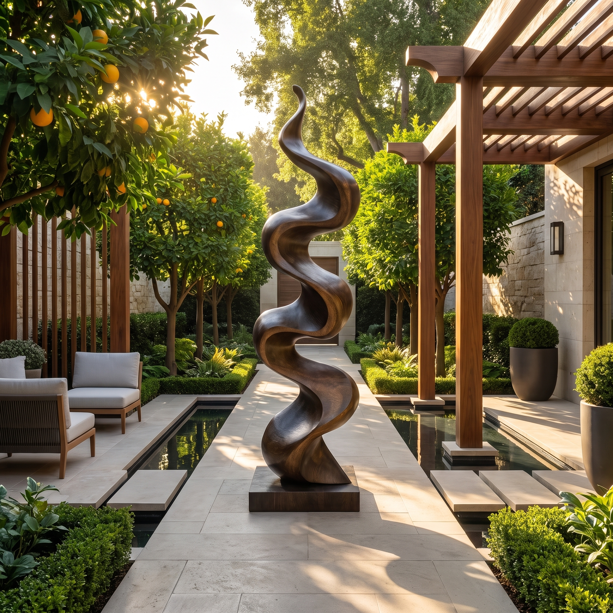 Rustic Large Wooden Sculpture For Garden