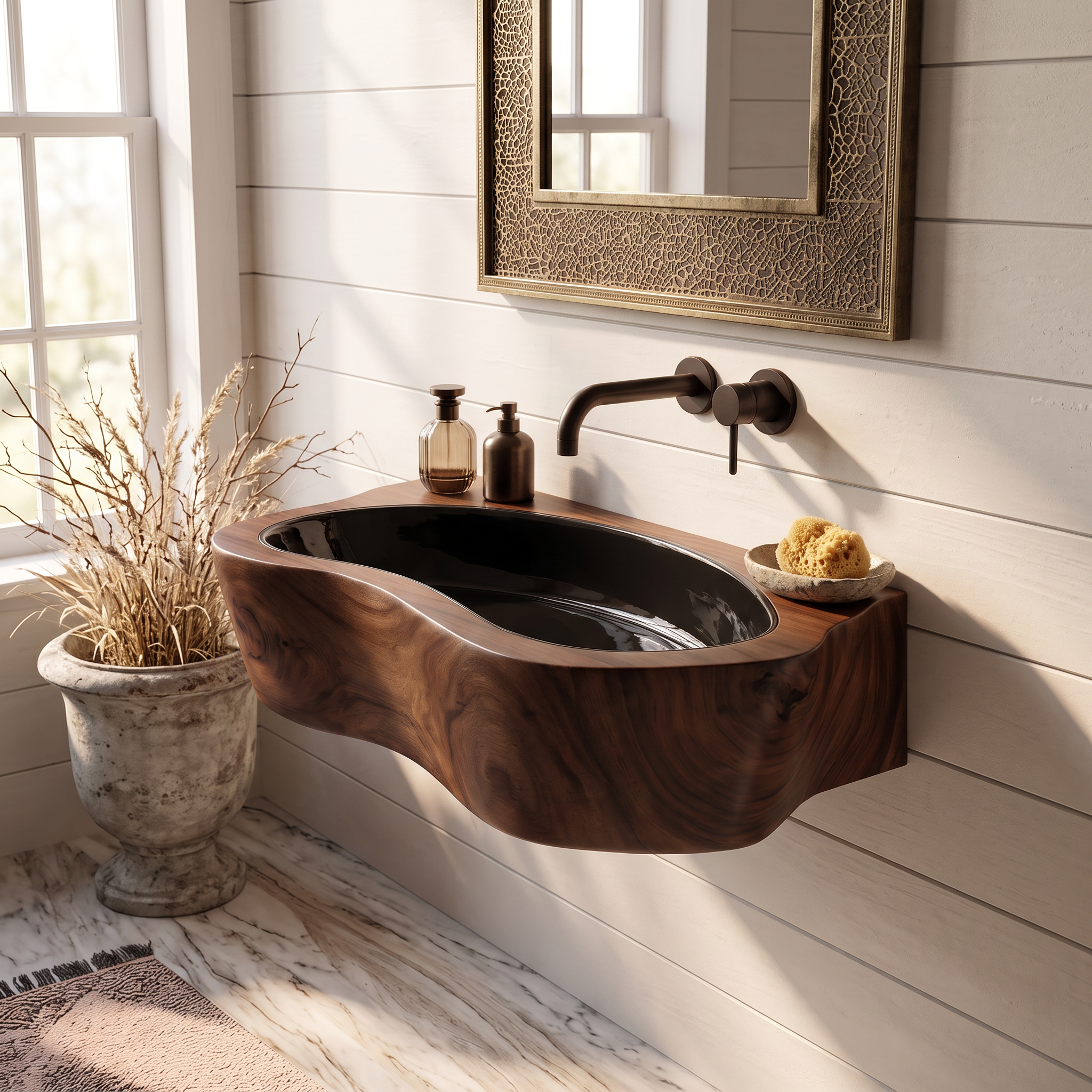 Handcrafted Live Edge Wood Vanity Sink For Natural Bathroom Decor