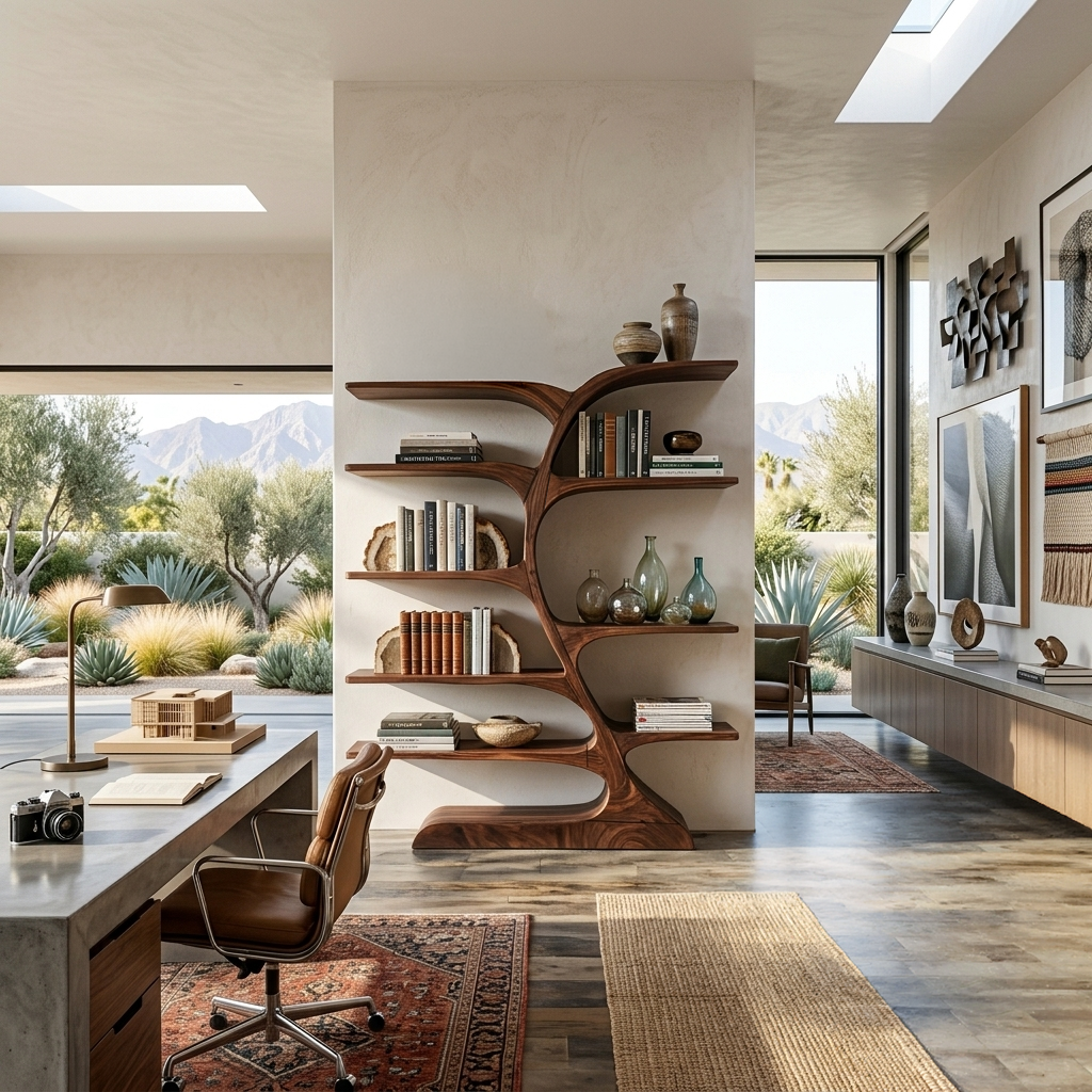 Organic Curved Bookshelf For Open Space