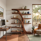 Modern Bookshelf Flowing Curved Design For Living Decor