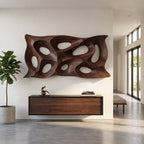 Modern Sculptural Wall Art With Abstract Carved Panel For Lounge