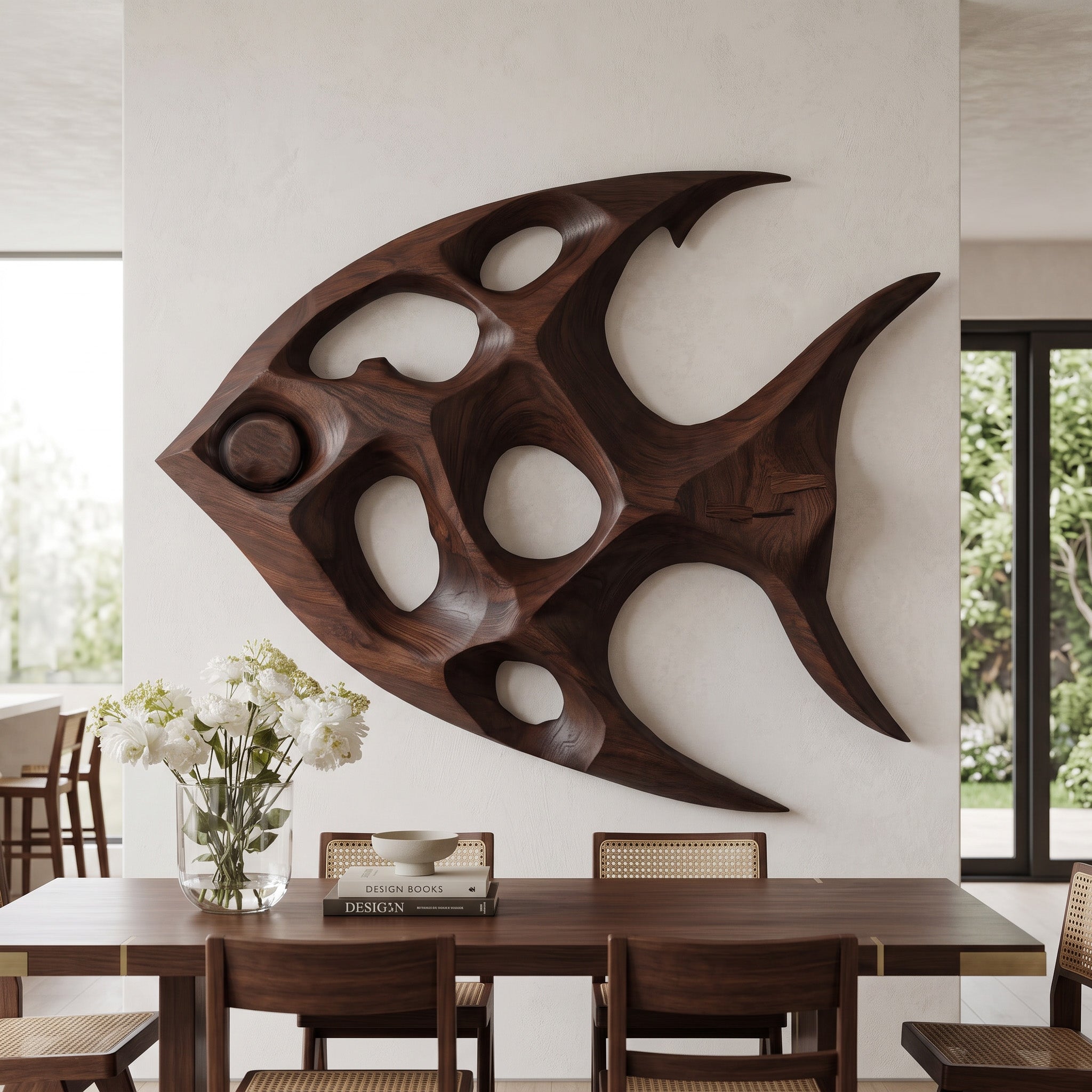 Artistic Sculptural Wall Art Fish-Inspired For Living Room
