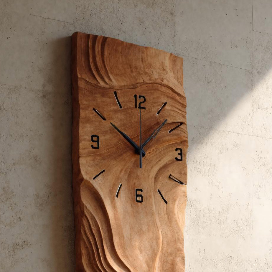 Organic Vertical Sculptural Wall Clock For Living Room