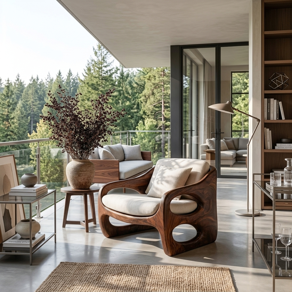 Contemporary Accent Chair With Rounded Frame For Living Room