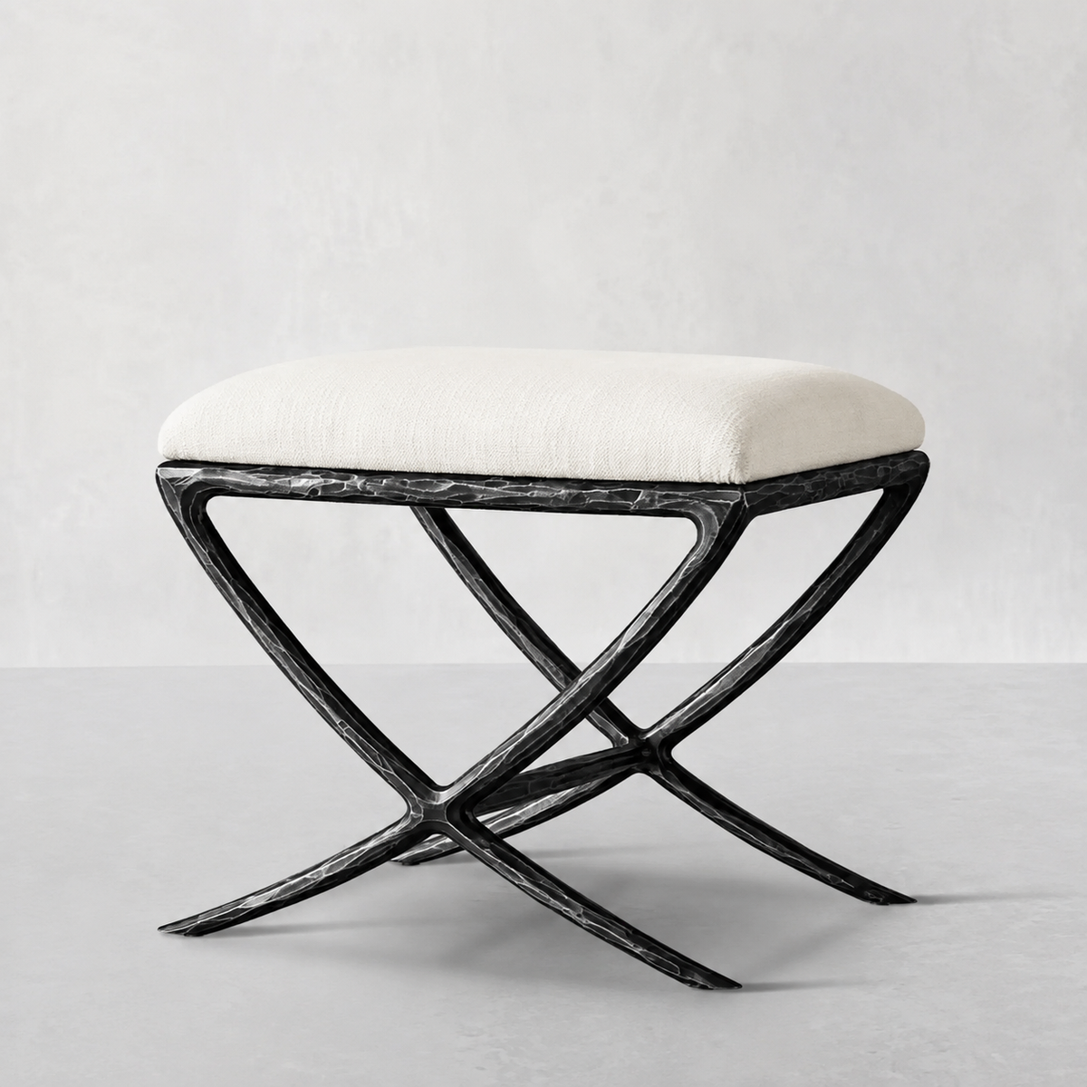 Hand-Forged Metal X-base Stool