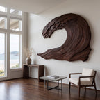 Organic Carved Wave Wall Art Above Sofa For Living Room