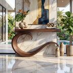 Handcrafted Sculptural Live Edge Console Table For Luxury Living Room