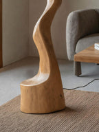 Rustic Sculptural Floor Lamp With Curved Base For Bedroom