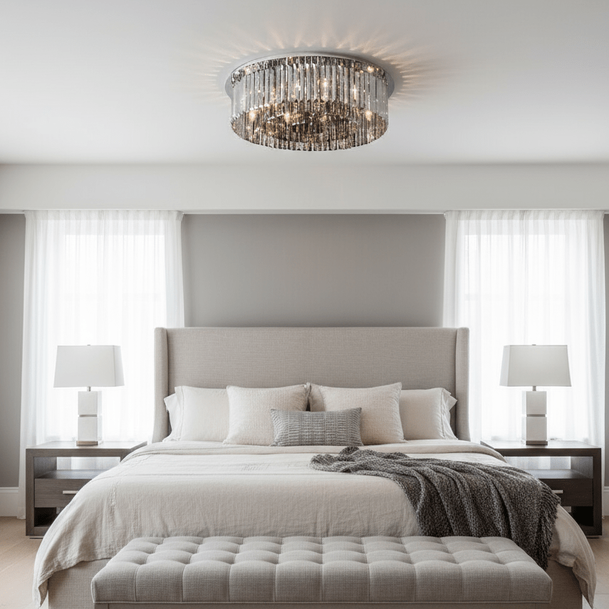buyGio Smoke Grey Crystal Flush Mount - Morsale