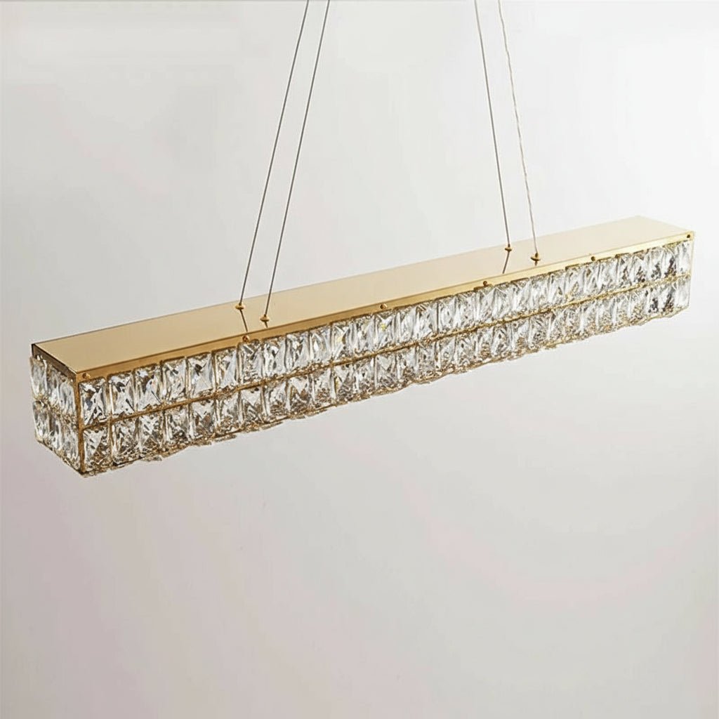 buyBacci Gold Crystal Linear Dining Chandelier - Morsale