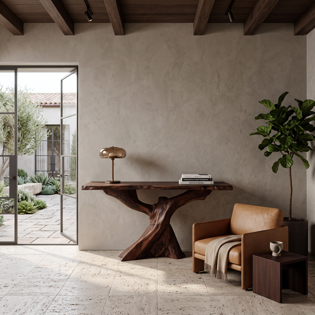 Modern Live Edge Console Table Organic Wood Furniture For Living Room