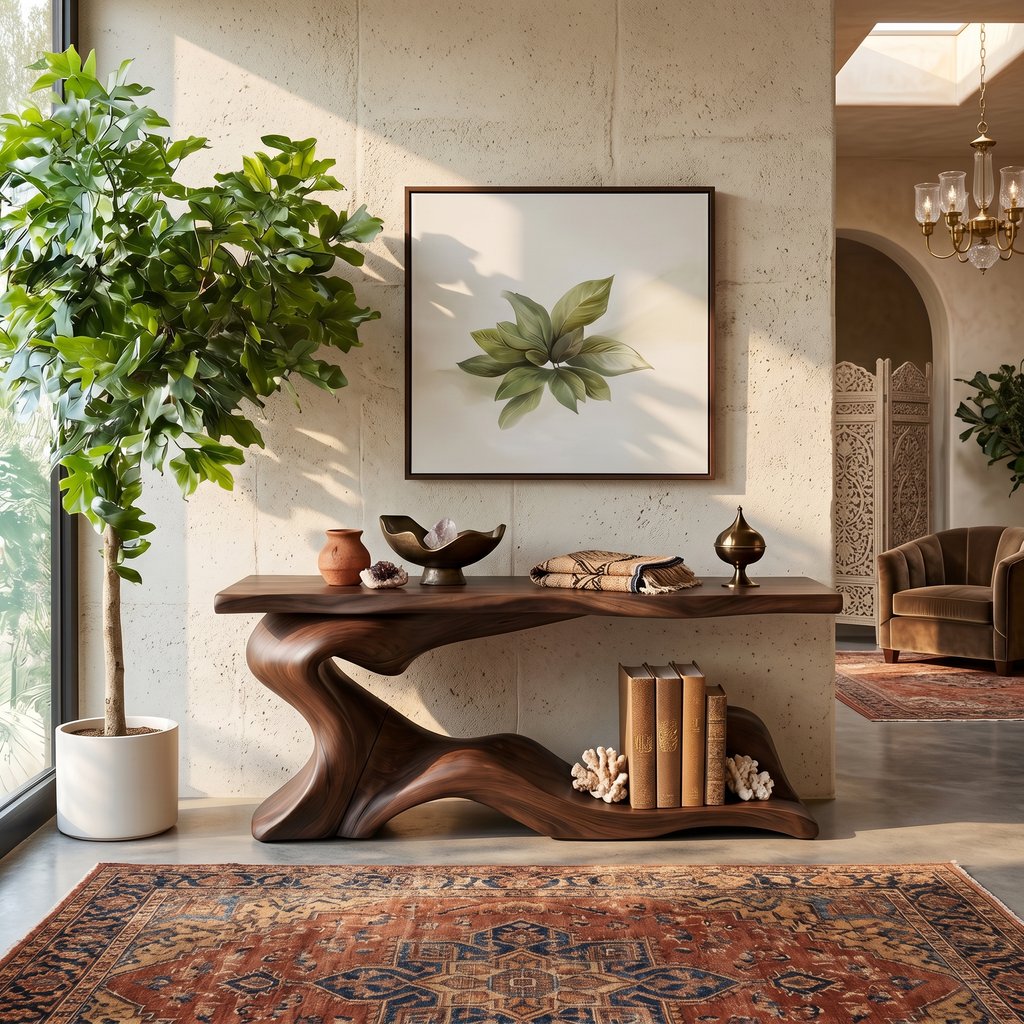 Rustic Live Edge Desk Entryway Design