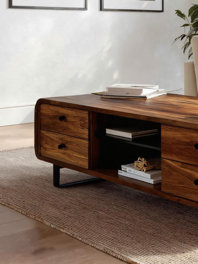 Contemporary Coffee Table With Drawer And Open Shelf For Interior