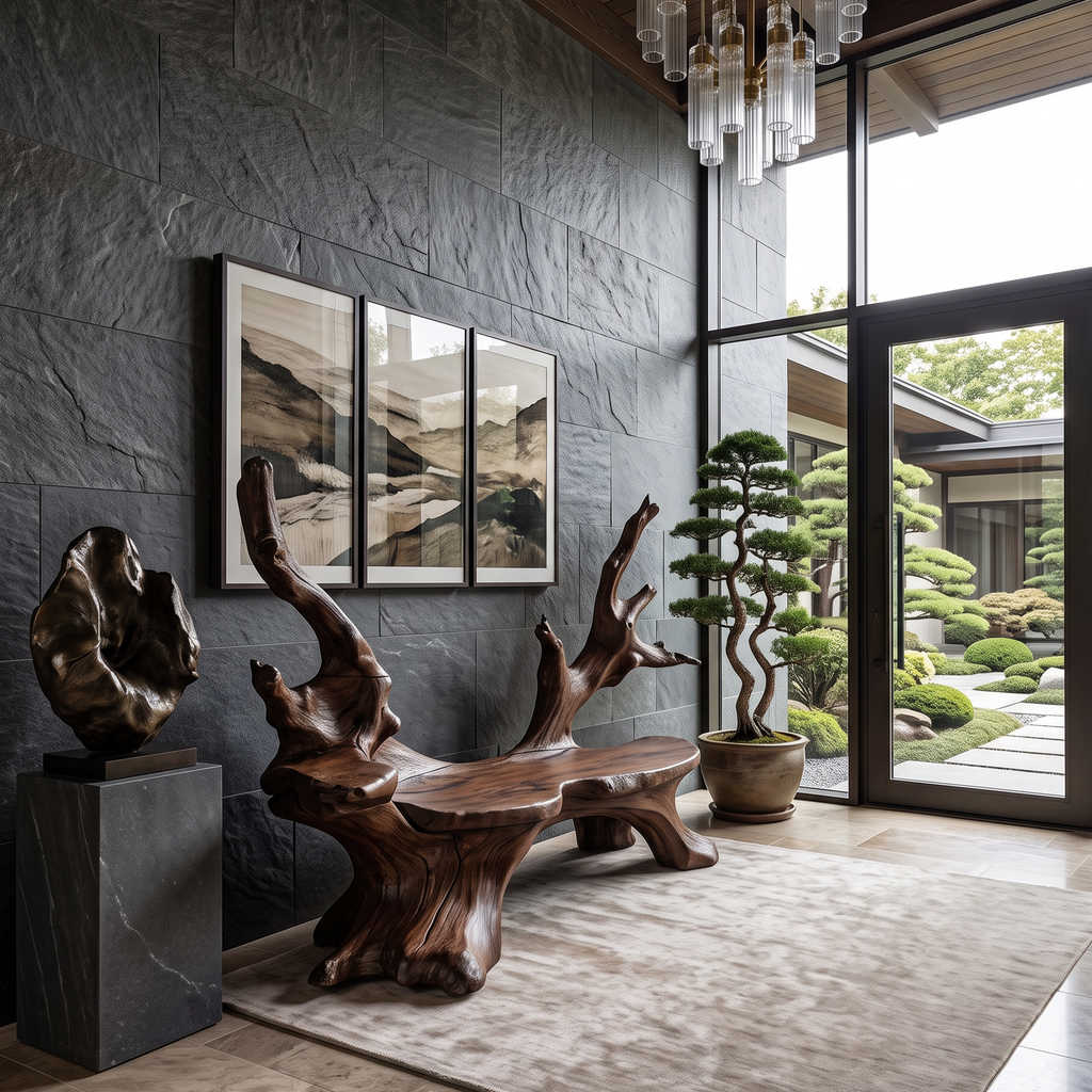 Mid Century Live Edge Bench For Elegant Living Room Accents