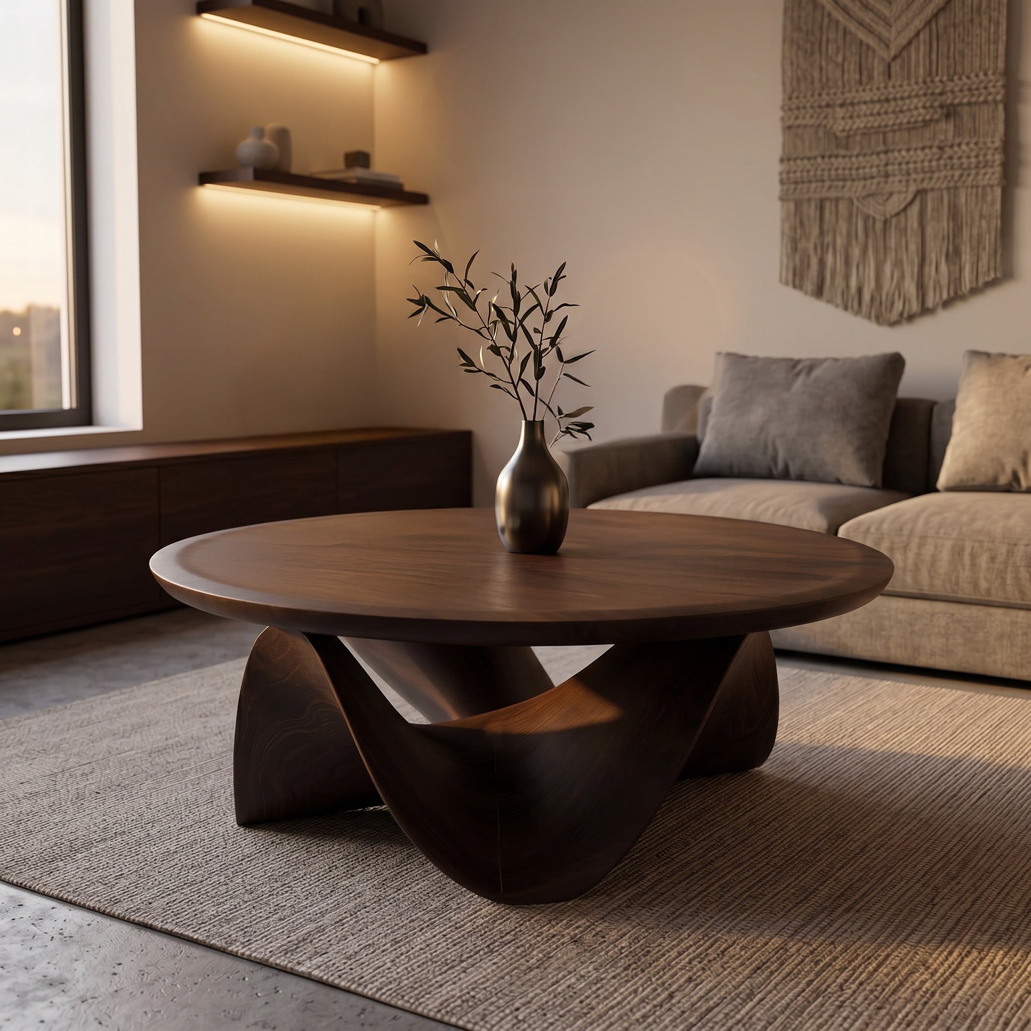 Sculptural Round Coffee Table For Holiday Decor