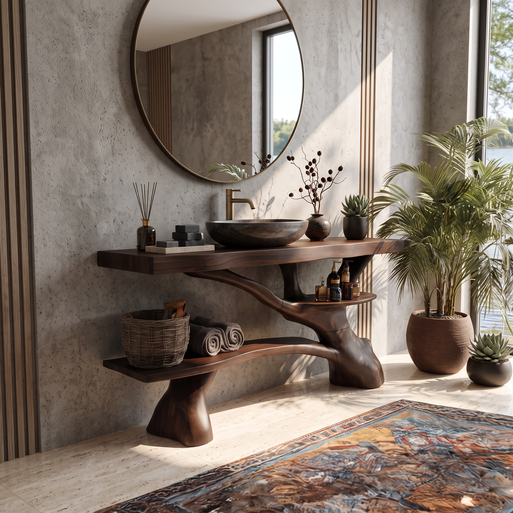 Modern Live Edge Tree Trunk Vanity For Contemporary Bathroom Furniture